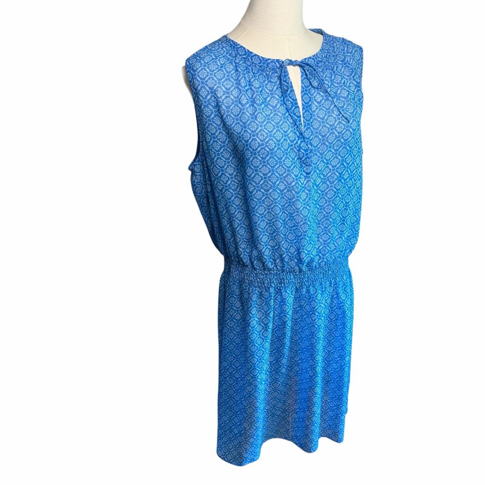 Ralph Lauren Georgette Sleeveless Blouson Dress Size 14 Preppy Casual Tie Front